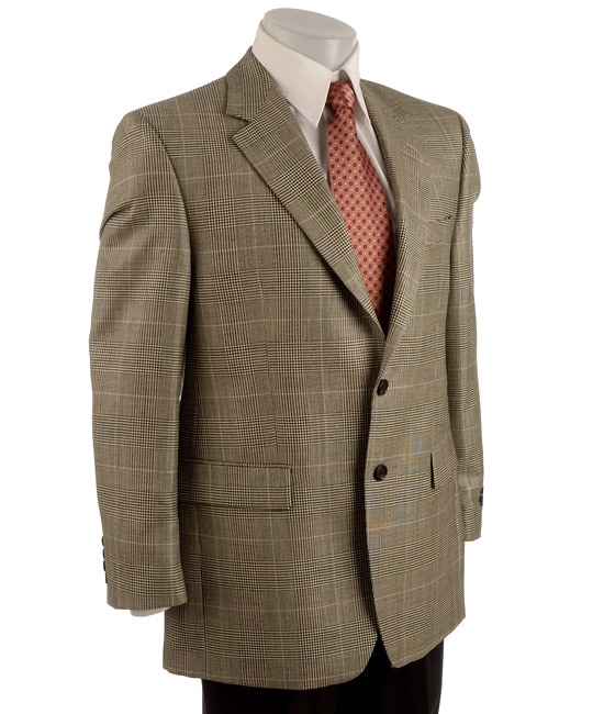 IZOD Men's Black/ Tan Check 2-button Sport Coat - 11202548 - Overstock ...