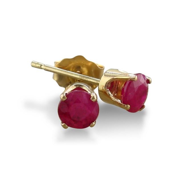 14k Yellow Gold Ruby Stud Earrings - Free Shipping Today - Overstock