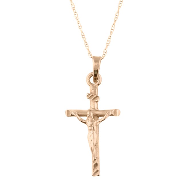 14k Yellow Gold Crucifix Necklace  