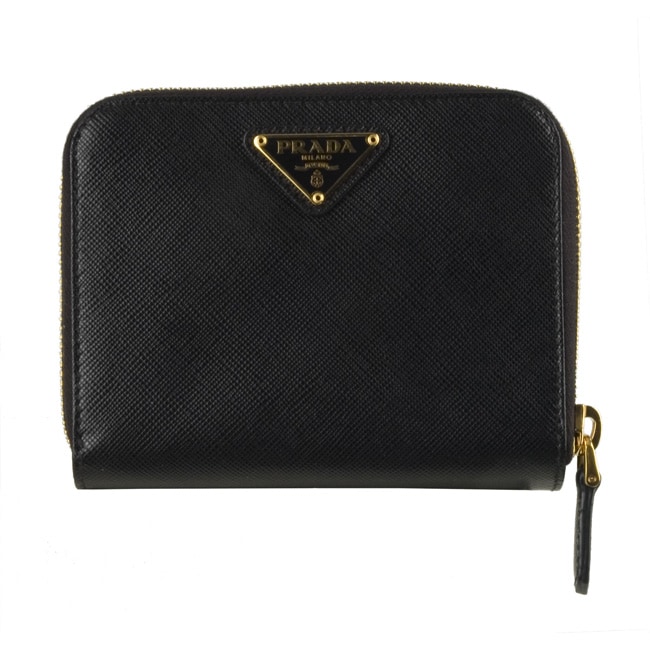 Prada Women&#39;s Black Saffiano Leather Zip Bi-fold Wallet - Free Shipping Today - wcy.wat.edu.pl ...