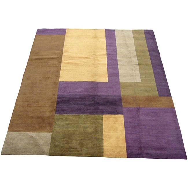 Shop Tibetan Hand-knotted Purple/ Brown Rug (8' x 10') - Free Shipping ...