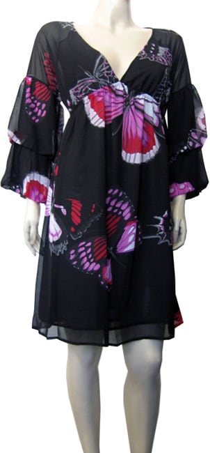 Twelve 3/4 sleeve Butterfly Print Dress  