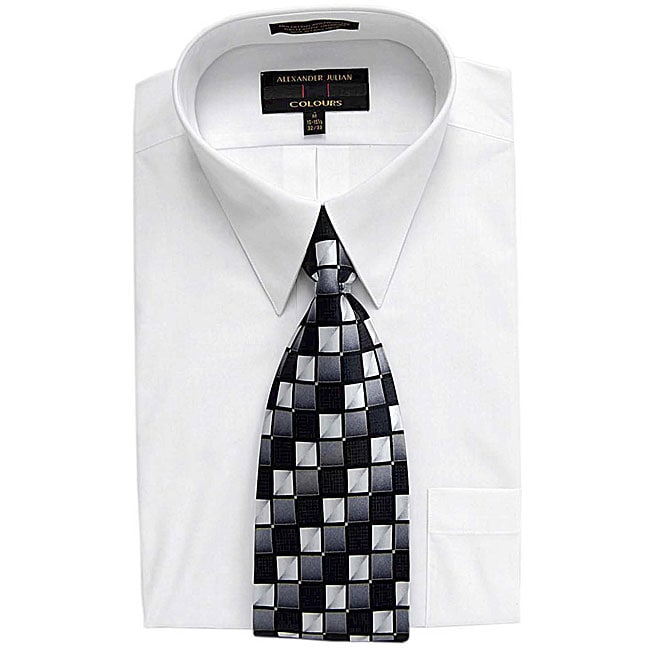 Alexander Julian Mens Dress Shirt and Tie Set  