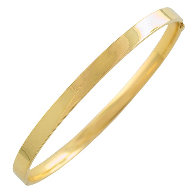 14k Yellow Gold Flat Bangle Bracelet - Free Shipping Today - Overstock ...