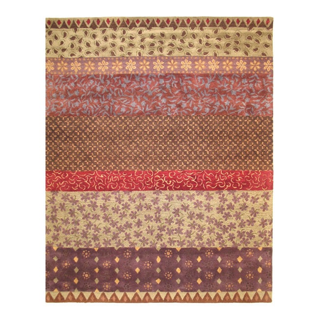 Hand tufted Ruby Multi textured Wool Rug (8 X 10)