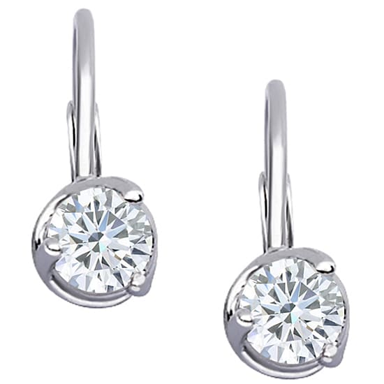 14k Gold 1/2ct TDW Diamond Leverback Stud Earrings (H I, I2 3 