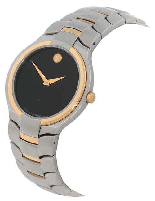 Movado Portico Mens Two tone Black Dial Watch  