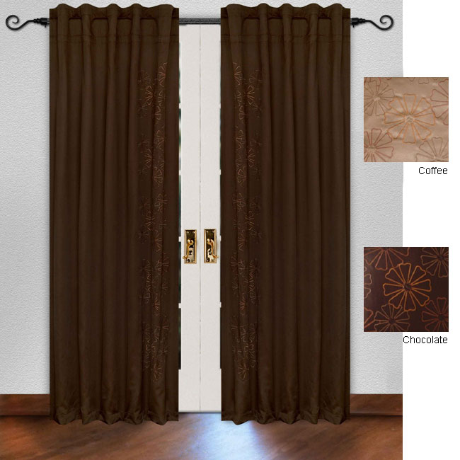 Curtains Ideas 86 inch curtain panels : Embroidered Satin Floral 86-inch Curtain Panel Pair - 11235926 ...