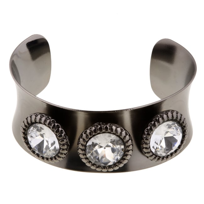 Graziano Clear Crystal 3 stone Cuff Bracelet