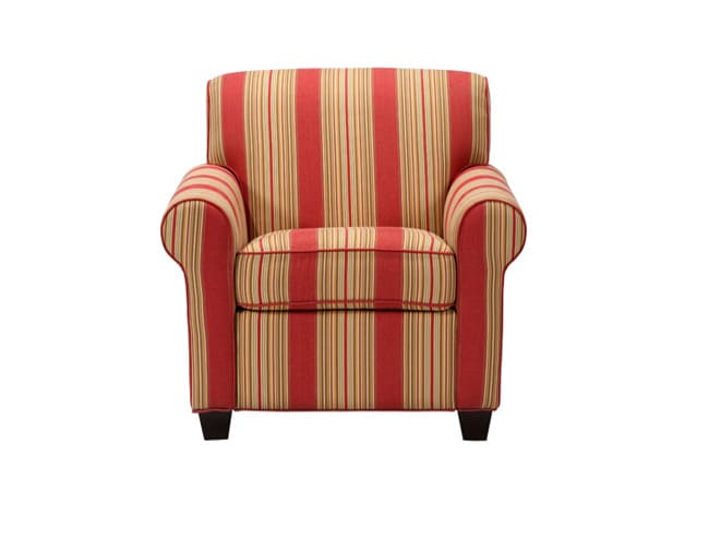 Mira 8 way Hand tied Crimson Red Stripe Arm Chair  