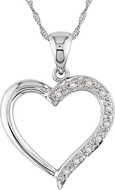 14k White Gold Diamond Heart Necklace  