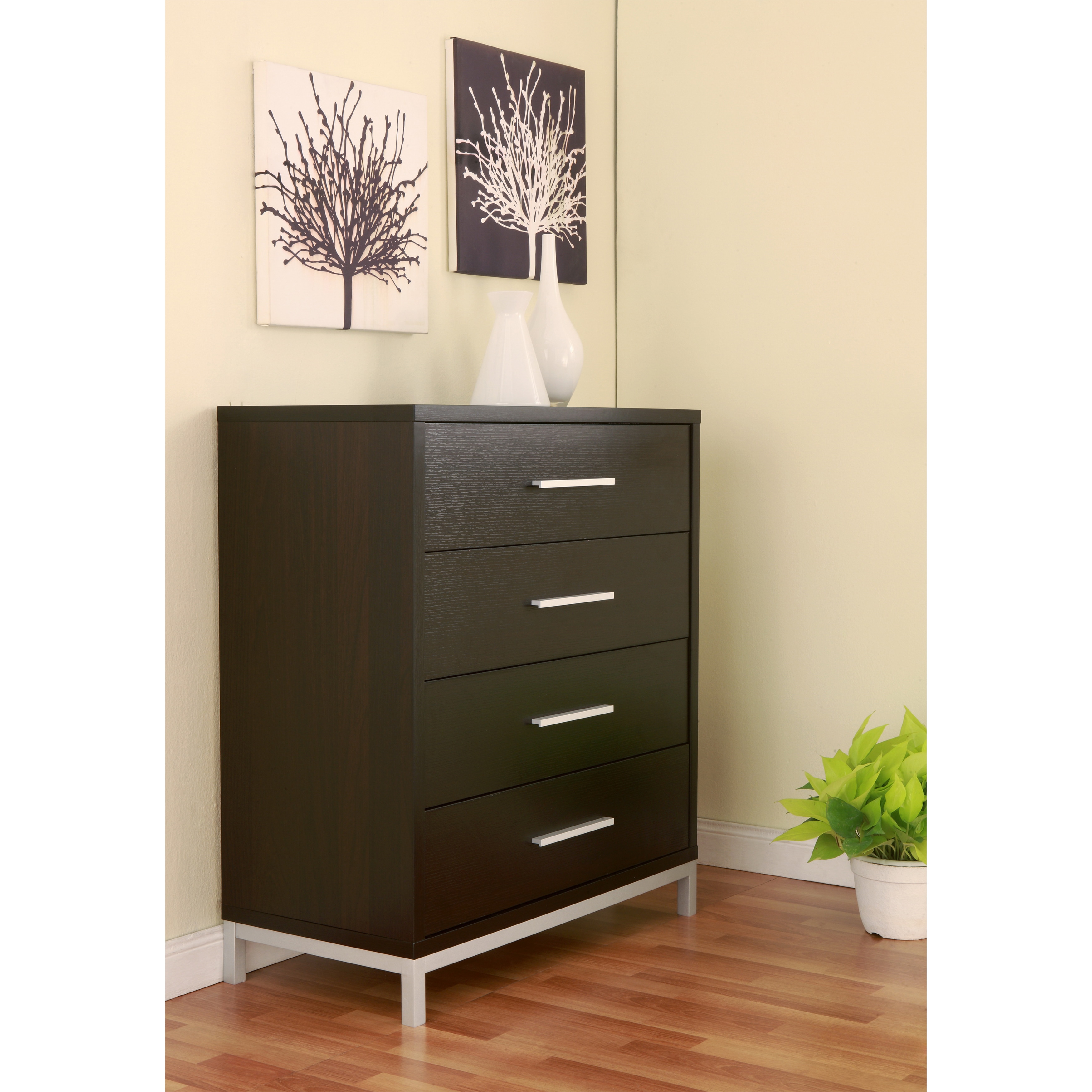 Furniture Of America Modern 4 drawer Wood/ Metal Chest