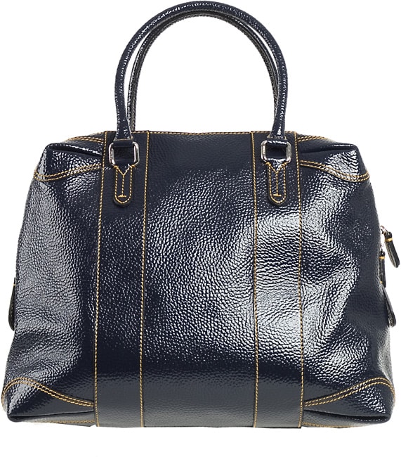 Fendi Large Navy Patent Leather Zip Tote  