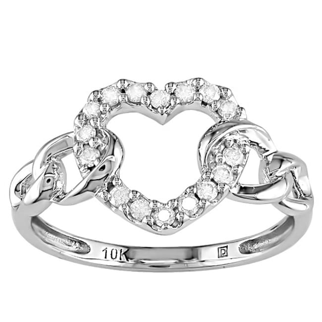 10k White Gold 1/5ct TDW Diamond Heart Ring (I J,I2 I3)   