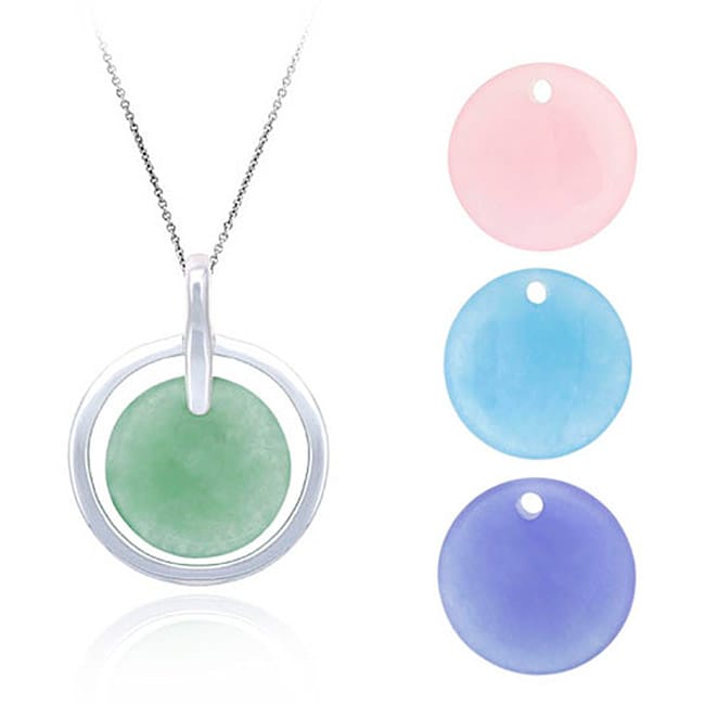 Sterling Silver Jade Interchangeable Necklace