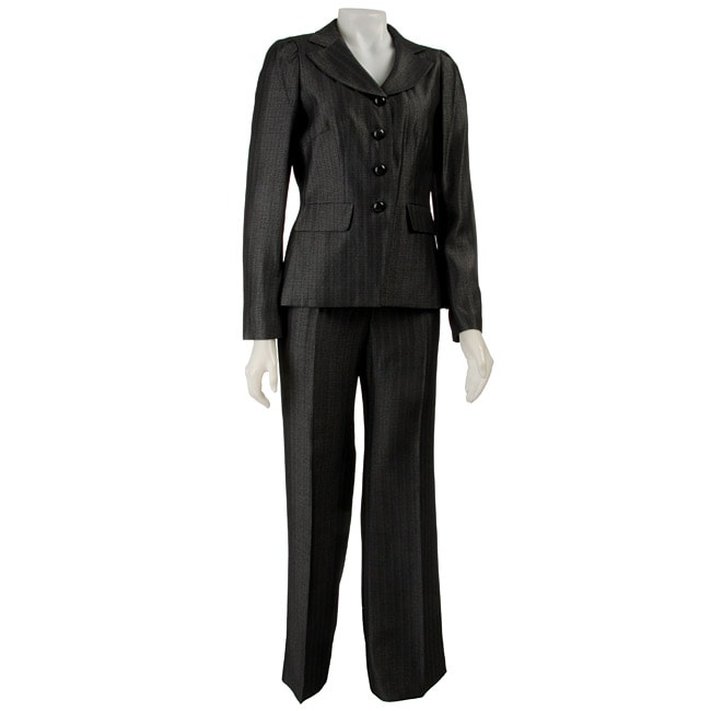 John Meyer Women's Sharkskin 4-button Pant Suit - 11258824 - Overstock ...