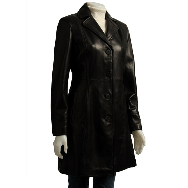 Avanti Women's Notched Collar Lamb Leather Coat - Free Shipping Today ...
