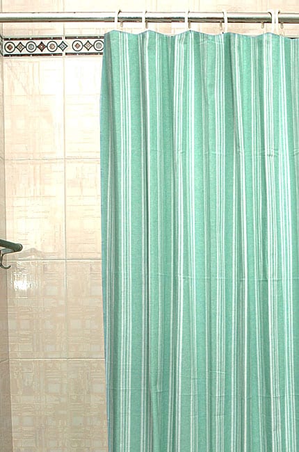 Mint Striped Shower Curtain  