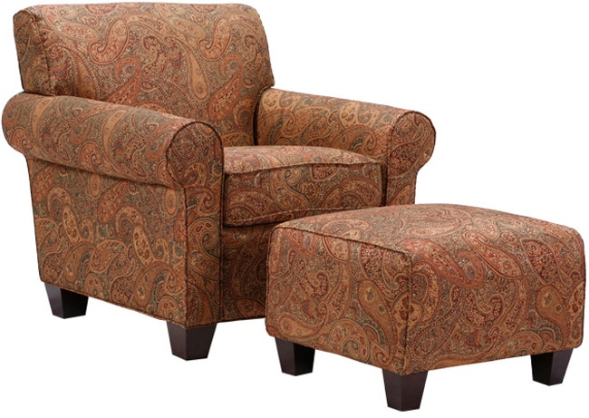 Mira 8-way Hand-tied Paisley Arm Chair and Ottoman - Bed Bath