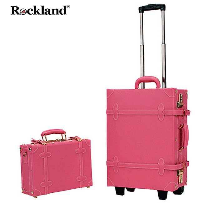 Rockland Pink Handmade 2 piece Carry On Luggage Set  