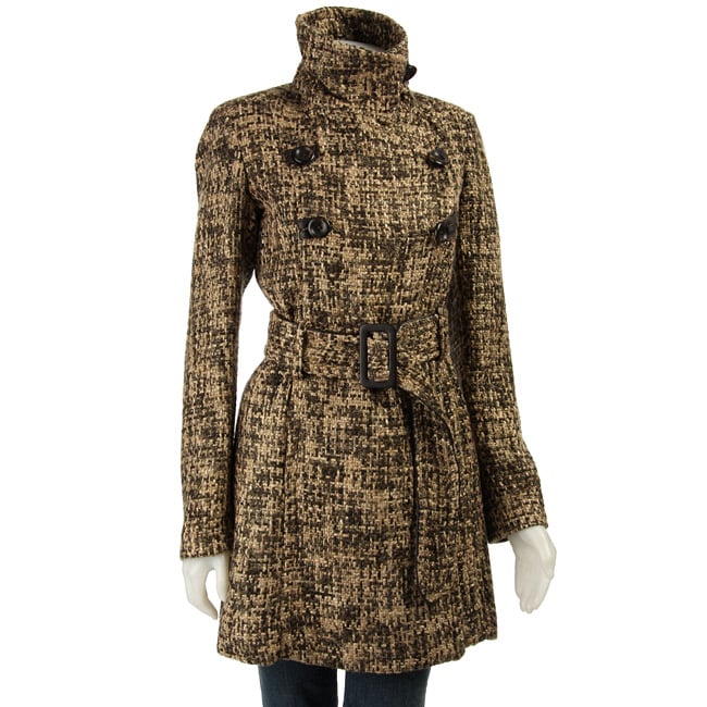 Miss Sixty Women's Leather Trim Tweed Coat - 11267440 - Overstock.com ...