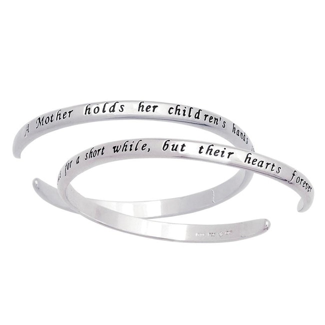   Silver Engraved Mothers Sentiment Cuff Bracelet  