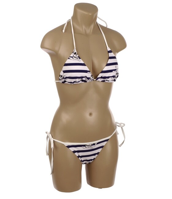 Island World Apparel Navy Blue Stripe Bikini  