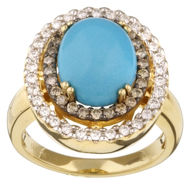Encore by Le Vian 14k Gold Turquoise and Diamond Ring (H I, SI2 SI3 
