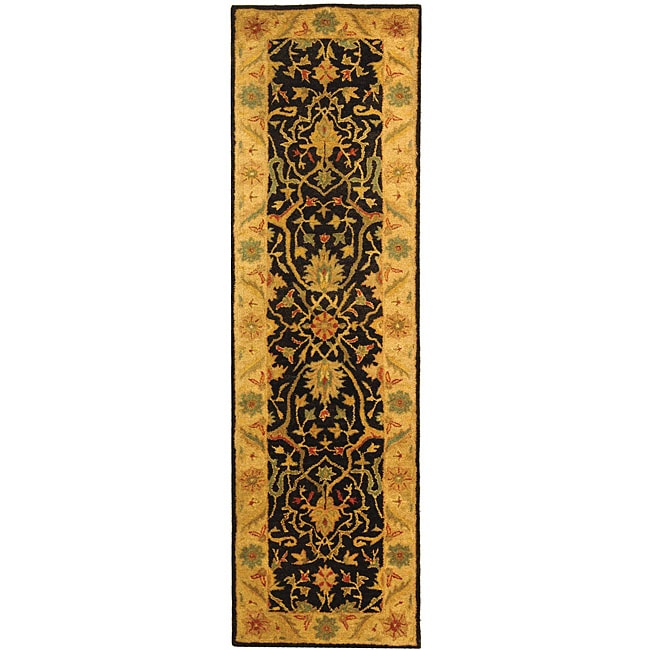 Handmade Mahal Black/ Beige Wool Runner (23 X 8) (BlackPattern OrientalMeasures 0.625 inch thickTip We recommend the use of a non skid pad to keep the rug in place on smooth surfaces.All rug sizes are approximate. Due to the difference of monitor colors