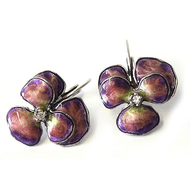 Sweet Romance Enamel Pansy Earrings