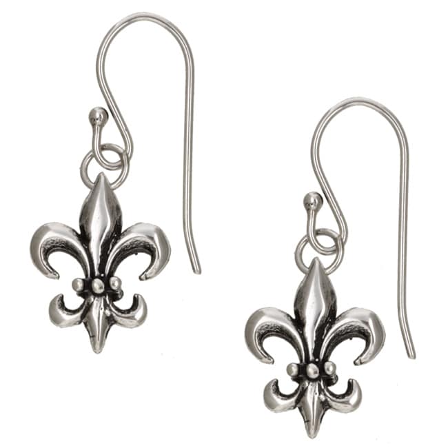 Gerald David Bauman Silver Fleur de Lis Earrings  