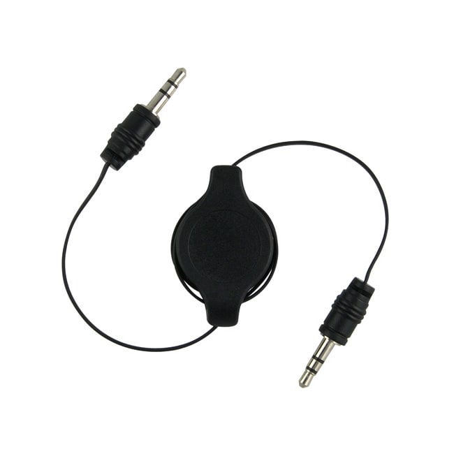 Retractable 3.5 mm Black Audio Extension Cable  