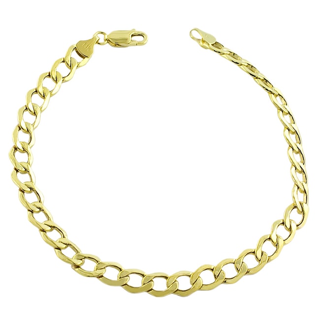 14k Yellow Gold 8.5 inch Flat Curb Chain Bracelet  