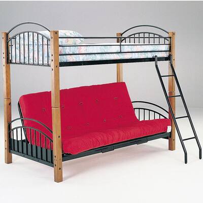 Wood and Metal Bunk Bed with Futon