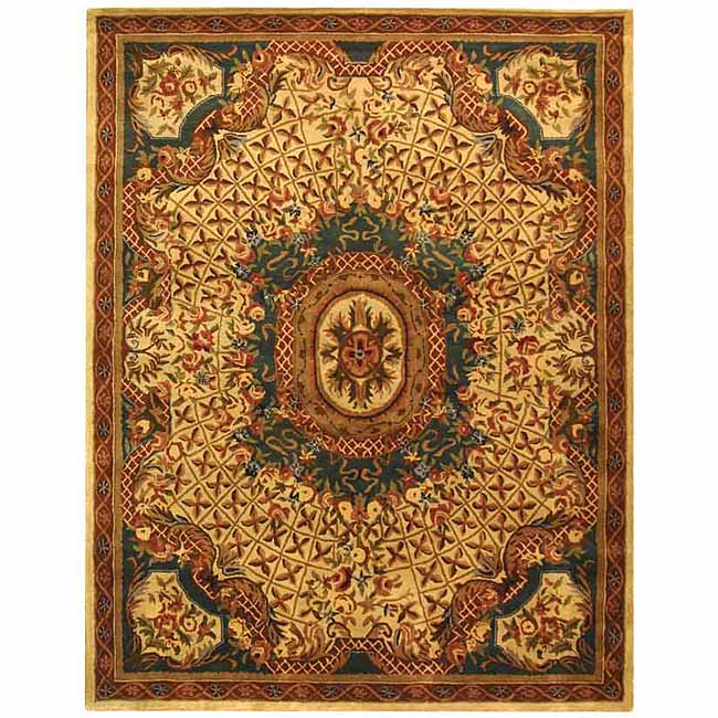 Safavieh Handmade Classic Empire Light Blue/ Ivory Wool Rug - 9'6 x 13'6