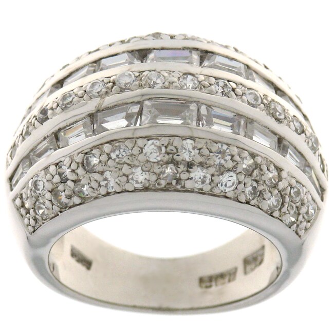 Charles Winston Round Dome CZ Baguette Ring Free