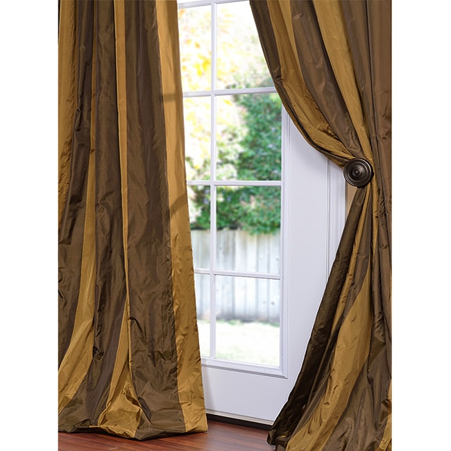 Signature Stripe Faux Silk Taffeta 96 inch Curtain Panel