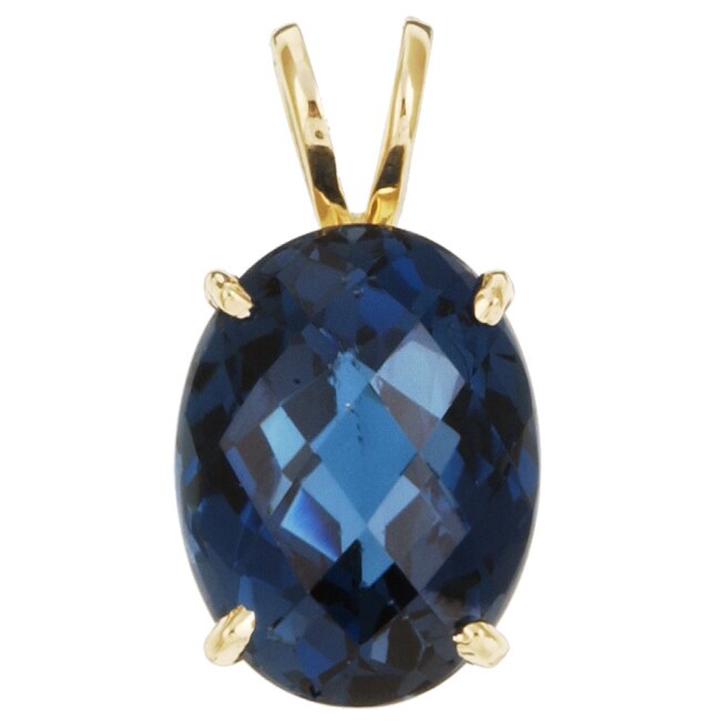 14k Yellow Gold London Blue Topaz Pendant - Free Shipping Today