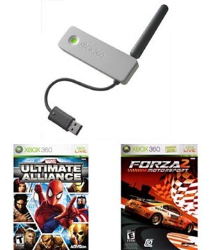 Xbox 360 Wireless Networking Adapter and 2 Games