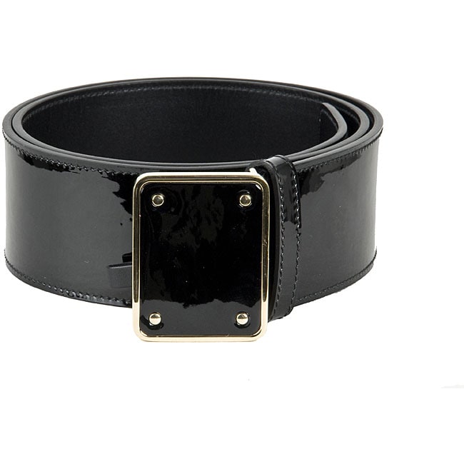 Shop YSL Women&#39;s Black Patent Leather Plaque Belt - Free Shipping Today - Overstock - 3219201