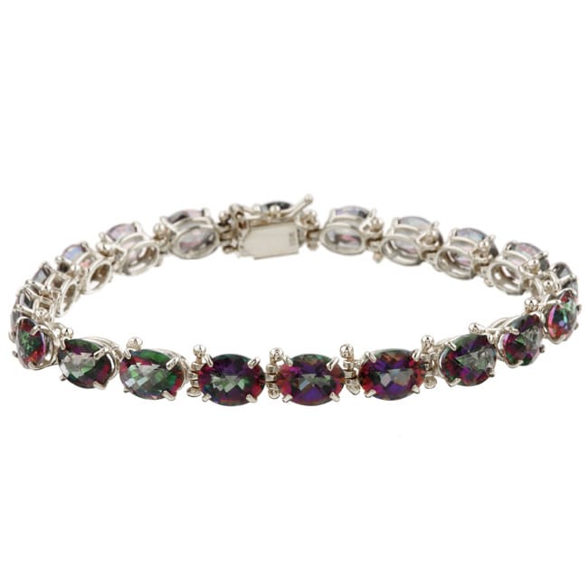 10k White Gold Mystic Fire Topaz Bracelet Free Shipping Today 10k White Gold Mystic Fire Topaz Bracelet