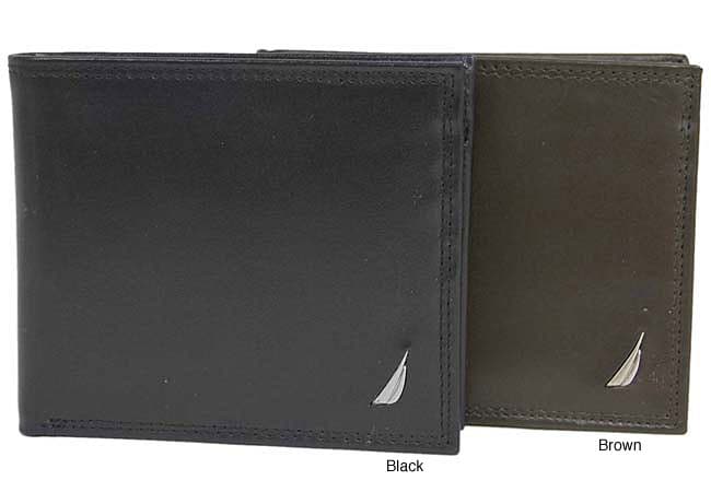 Nautica Mens Genuine Leather Billfold Wallet  