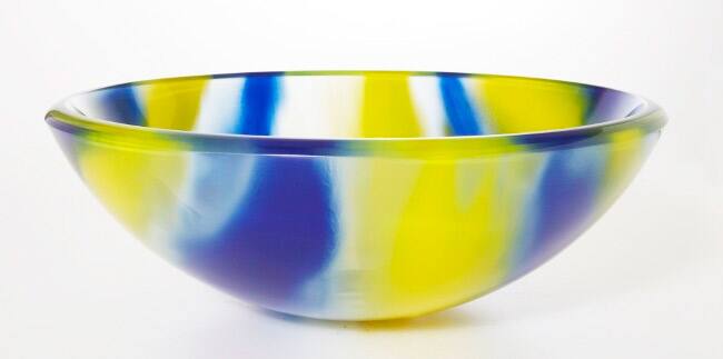 DeNovo Catseye Yellow/ Blue Glass Vessel Sink