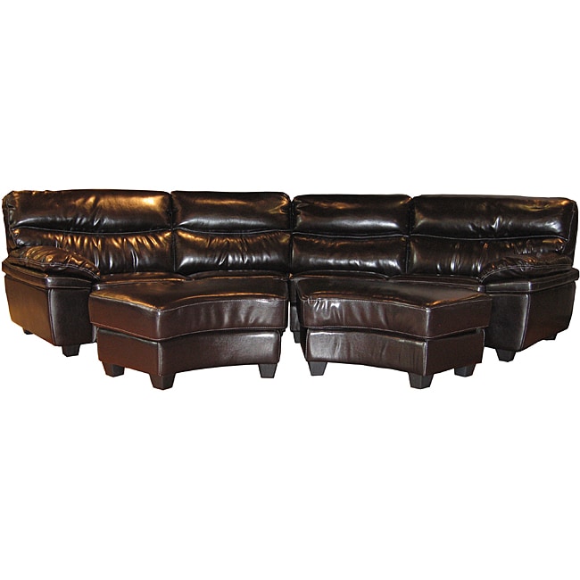 Chocolate Brown Sectional Sofa and Two Ottomans