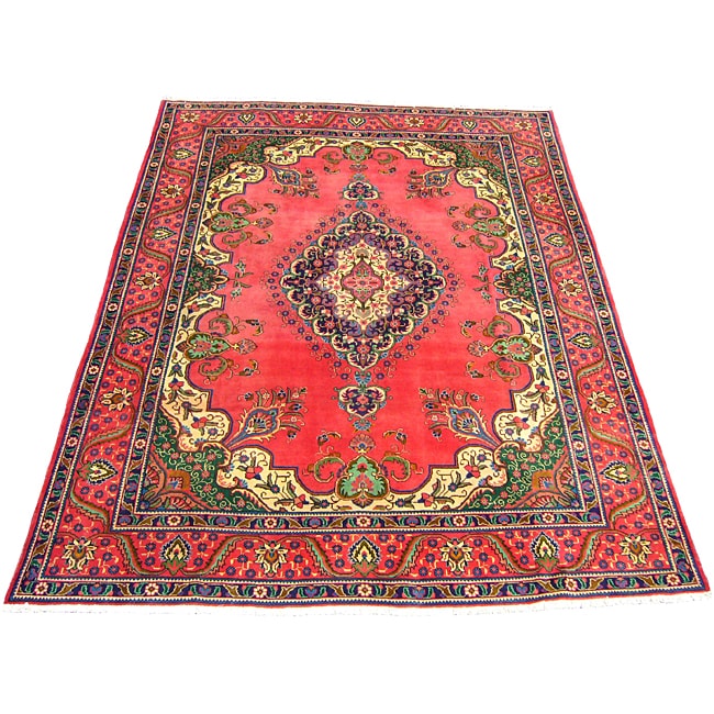 Persian Tabriz Red Wool Rug (10' x 13'2) 7x9   10x14 Rugs