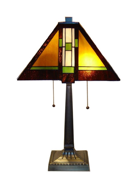 Tiffany style Mission Aztec Table Lamp  