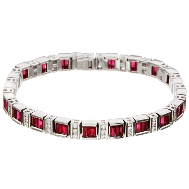 18k Gold Ruby and 1 3/4ct TDW Diamond Bracelet (H, SI)