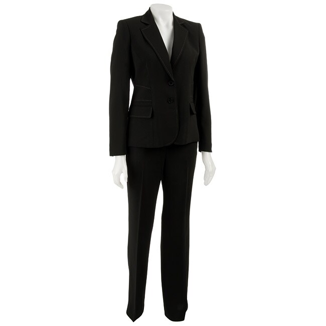 Anne Klein Women's Onyx 2-piece Crepe Pant Suit - 11357047 - Overstock ...