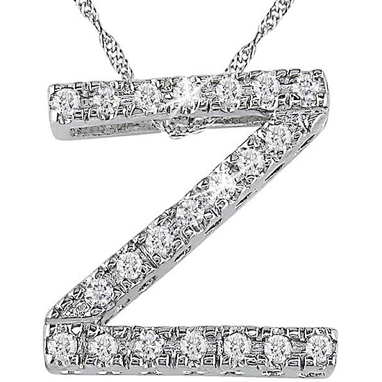 14k Gold 1/10ct TDW Initial Z Diamond Necklace  