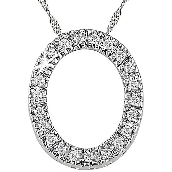 14k Gold 1/10ct TDW Initial O Diamond Necklace  